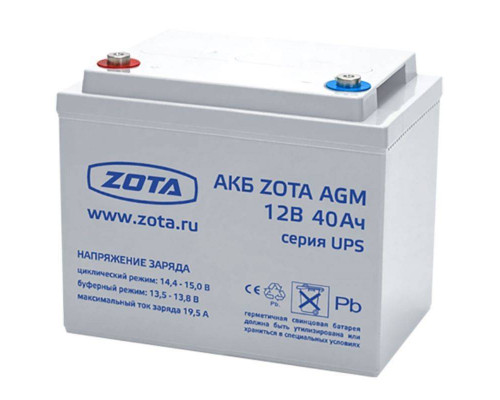 Аккумуляторная батарея ZOTA AGM 40-12 40 Ач 12 В AB3481100040